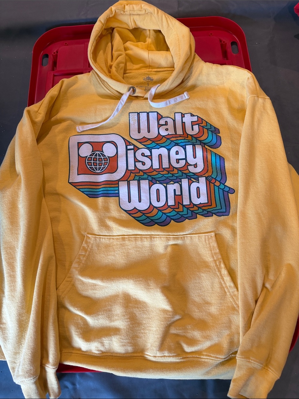 Disney Yellow Hoodie with Retro Multi-Color Walt Disney World Logo